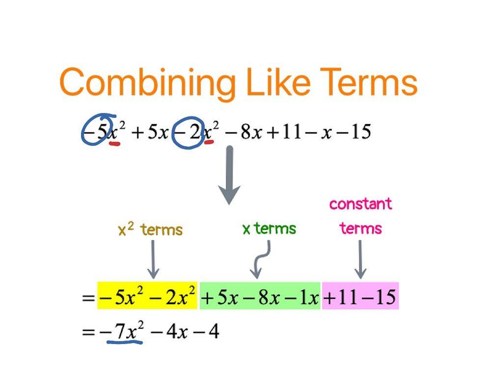 Combining Like Terms: Simplifying Algebraic Expressions