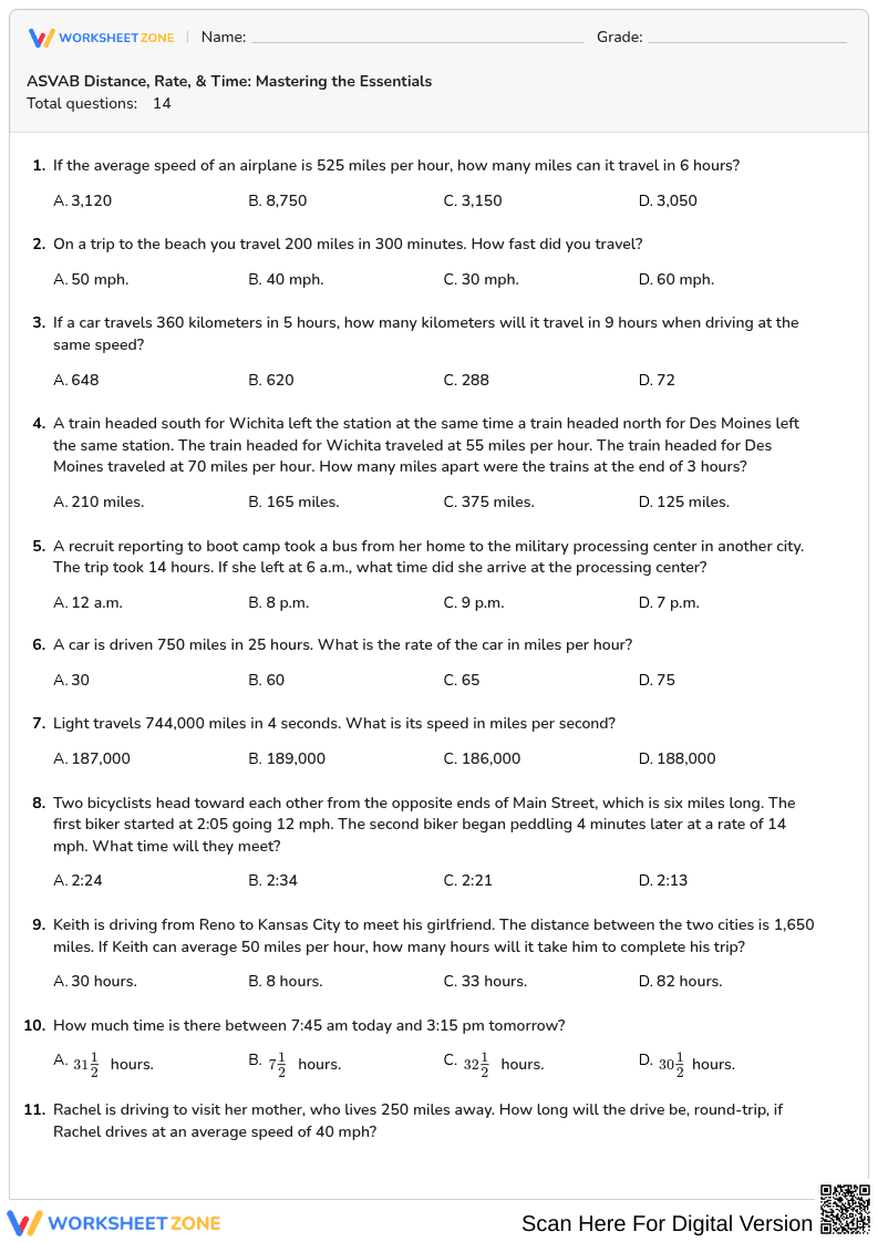 ASVAB Distance, Rate, & Time: Mastering the Essentials